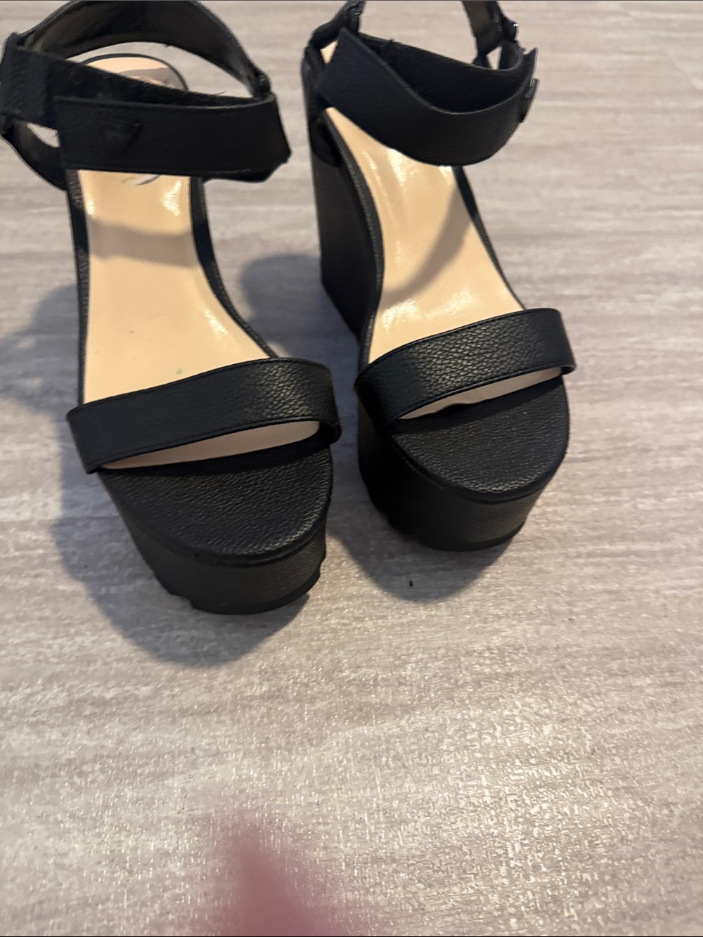 Guess Black Platform Ankle-Strap Sandals